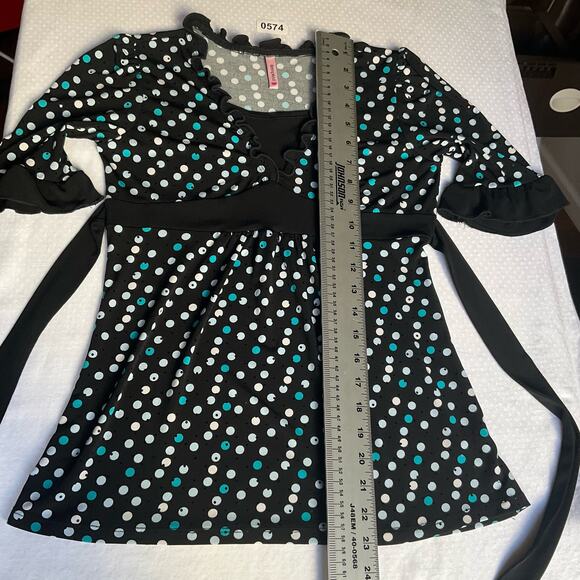 Tempted Kids 3/4 Sleeve Blouse for Girls, size L, Black & Blue, Shinning Sequins - Picture 4 of 9